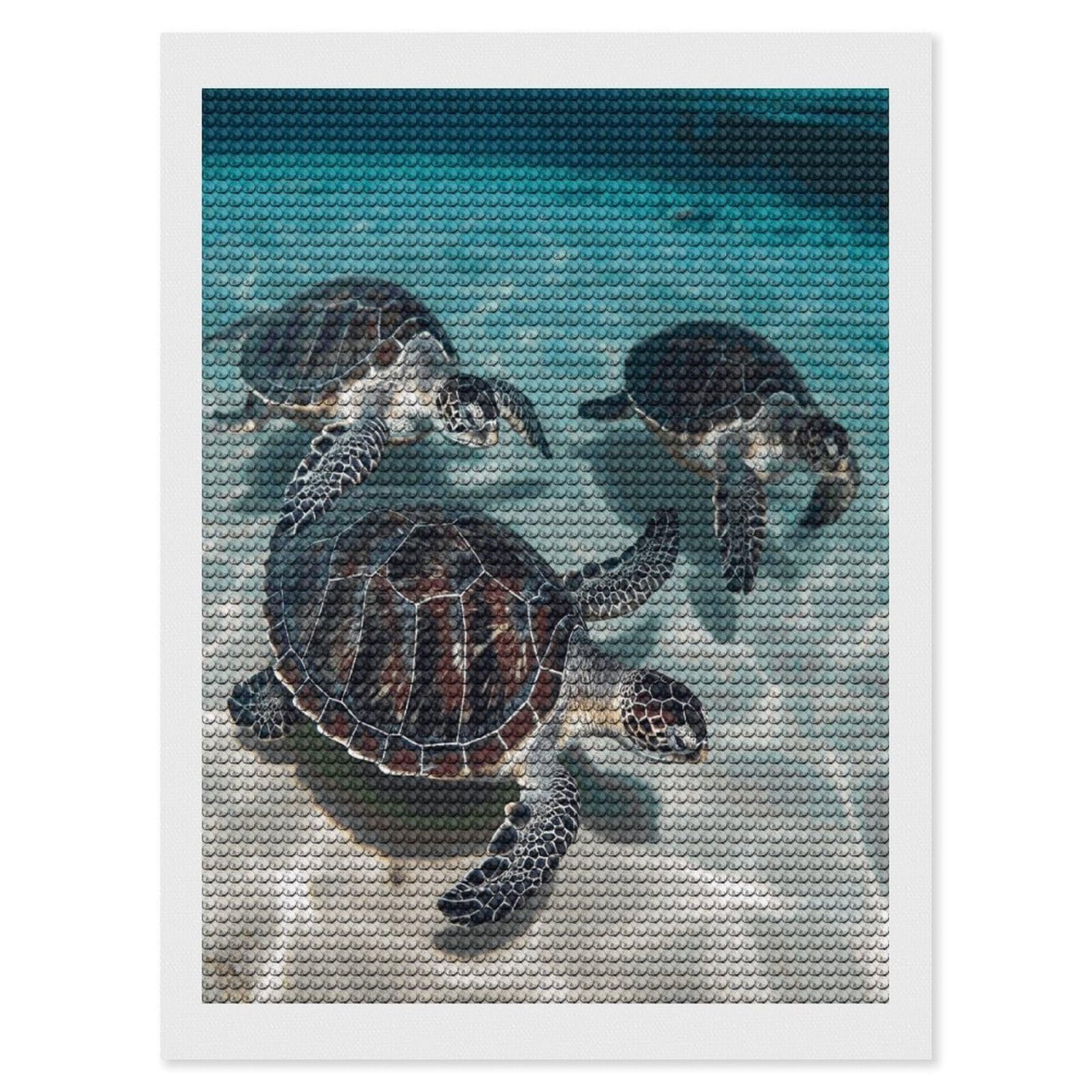 FekiLoot Sea Turtles Diamond Painting Kits for Beginners DIY Diamond Art Kits for Adults Full Drill Round Diamond Dot Gem Art Painting Fun DIY Crafts for Home Kitchen Wall Decor Gift 12"x16"