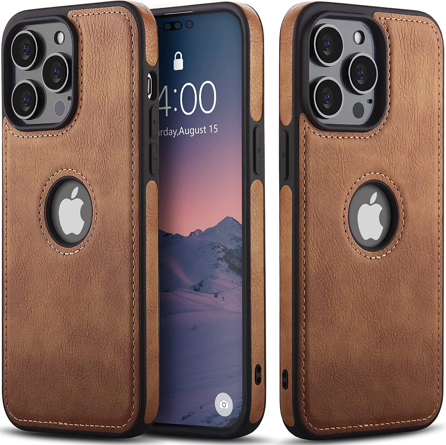 Custodia In Pelle PU Per IPhone 15 Pro Max – Sottile, Antiurto Con Protezione Fotocamera (Vintage Marrone)