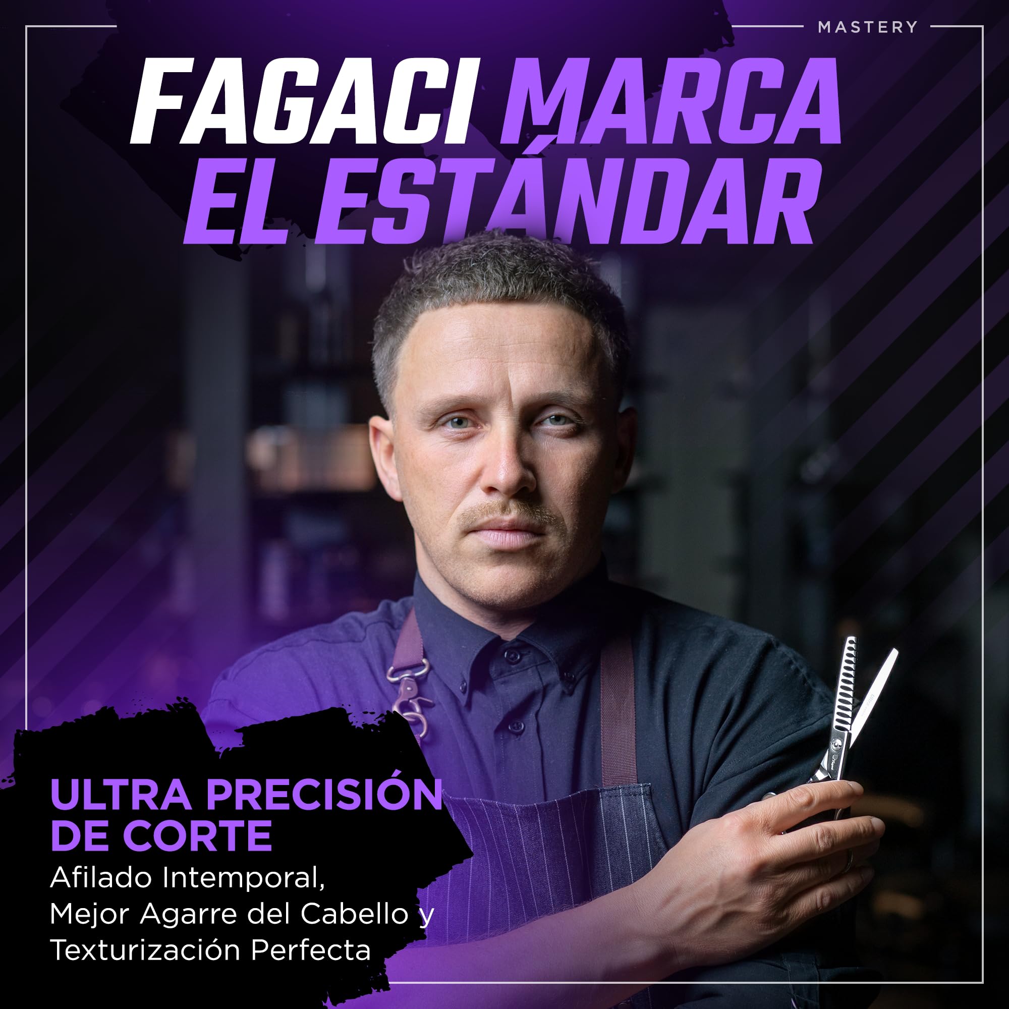 Fagaci Tijeras Peluqueria Entresacar, Dientes en T Texturizadoras 440C | Reduce el volumen del cabello hasta un 50%, Dientes en T para un agarre superior, Afilado en varias etapas, filo duradero