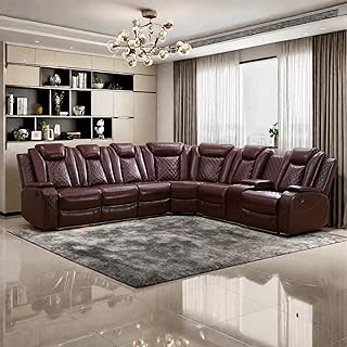 Power Recliner Sofa Sectional Sofa with LED Light for Liv...