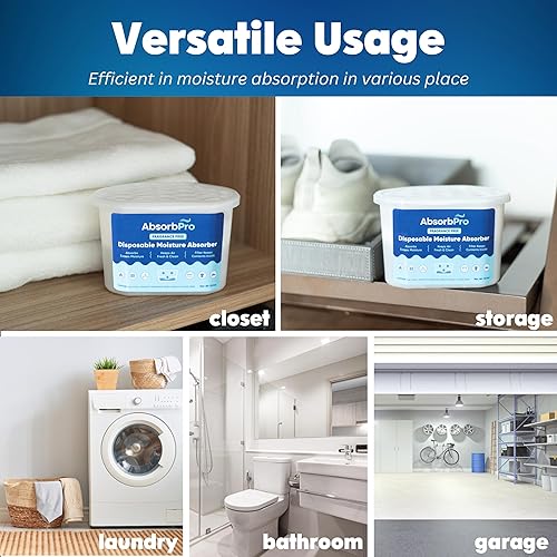 Miniatura 6 de Tina absorbente de humedad sin fragancia - Paquete de 6 - Caja eliminadora de olores desechable sin perfume de 10.5 onzas y deshumidificador para