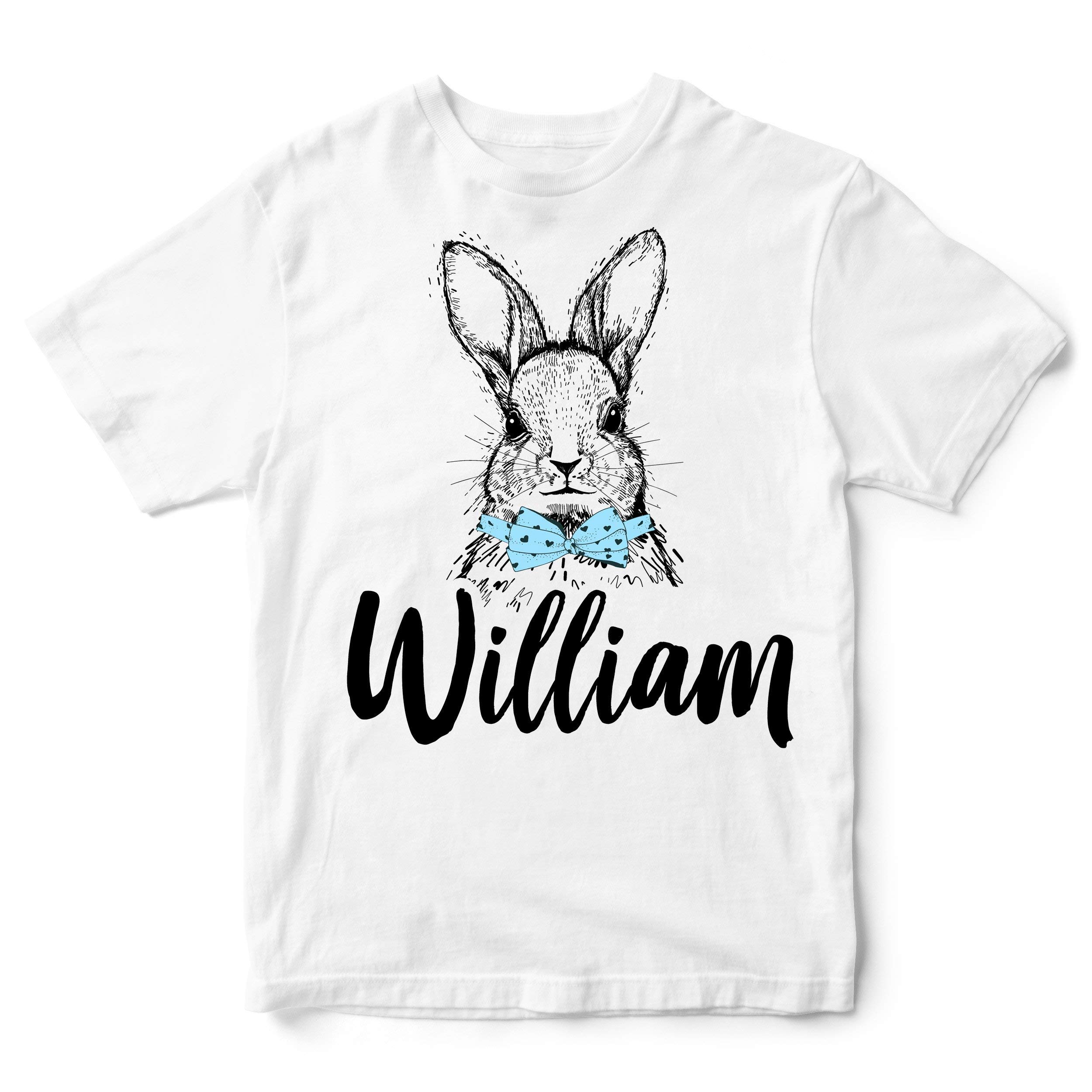 Boys Personalised Easter T Shirt - Add Your Childs Name to This Cute Easter Bunny Top - Easter Gifts for Him, White, 12-13 Years
