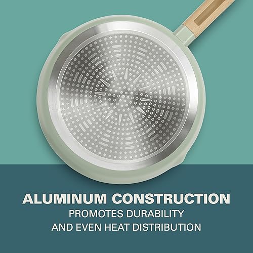 Miniatura 4 de Gibson Home Marbleton - Sartén grande de aluminio de 11 pulgadas, no tóxico, sartén antiadherente de cerámica de alta calidad, sartén para huevos de