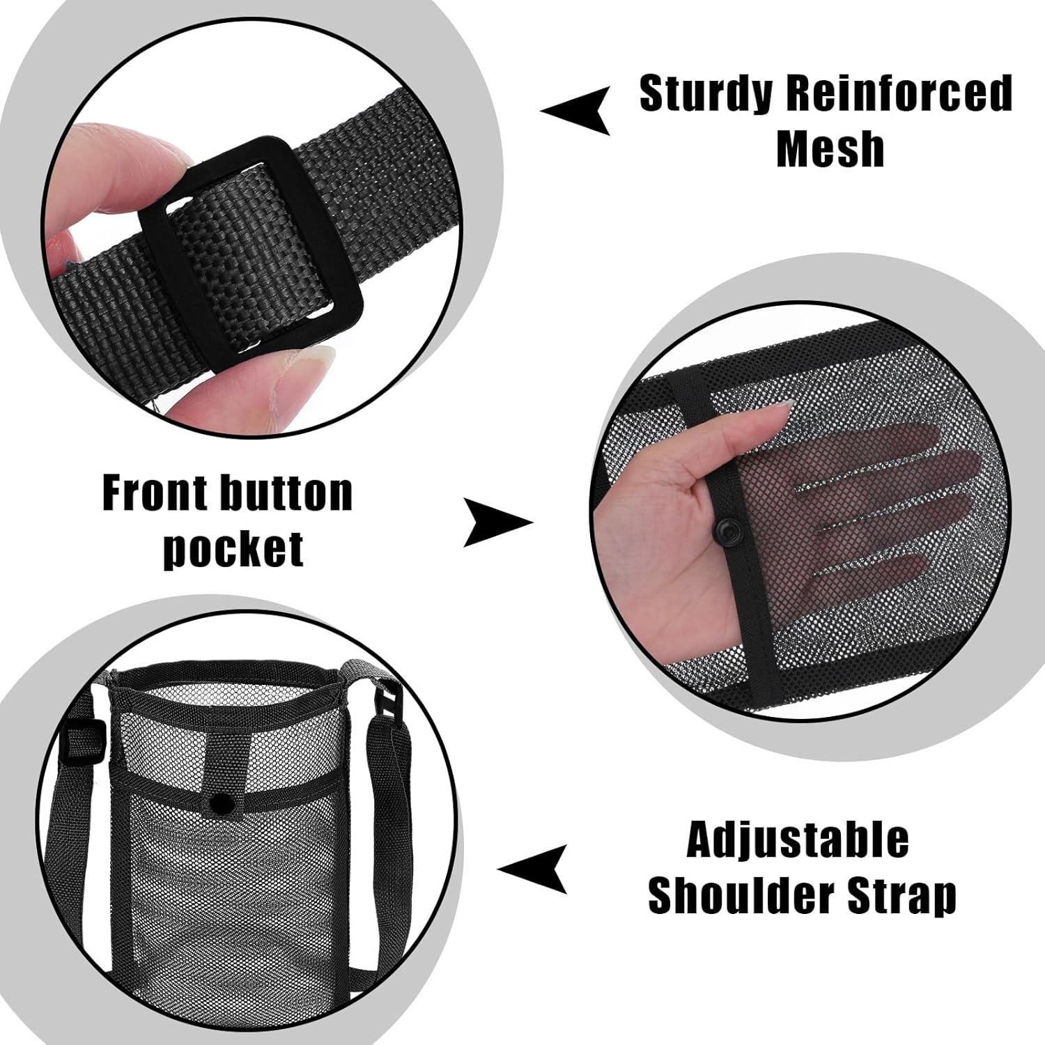 2 Pcs Strap for Water Bottle, Light Water Bottle Holder with Strap, Easy Clean Carrier Bag with Pocket for Hiking Walking Travel, Adjustable Shoulder Crossbody Straps