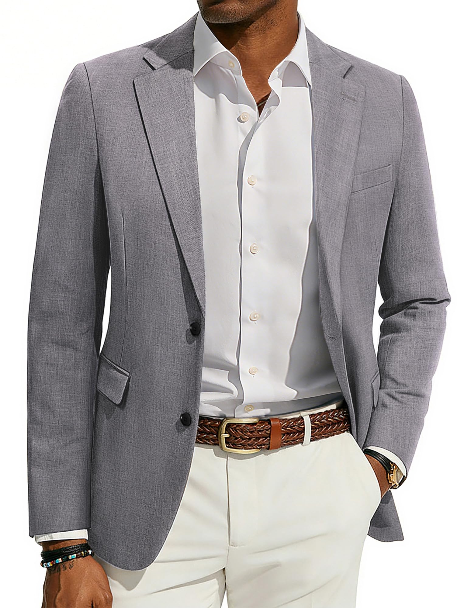 Photo 1 of PJ PAUL JONES Blazer for Men Casual Sports Coats Slim Fit Suit Jacket for Travel Blue Gray L