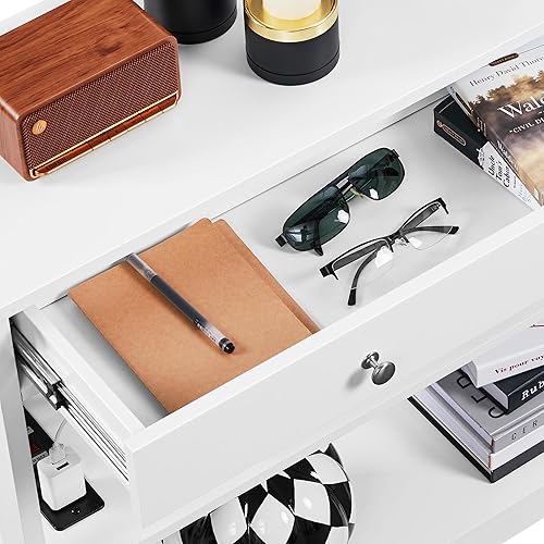 Miniatura 6 de Topeakmart Mesa consola con cajón, mesa de entrada de 39.5 pulgadas con estantes de almacenamiento, mesa de sofá larga estrecha con salidas y