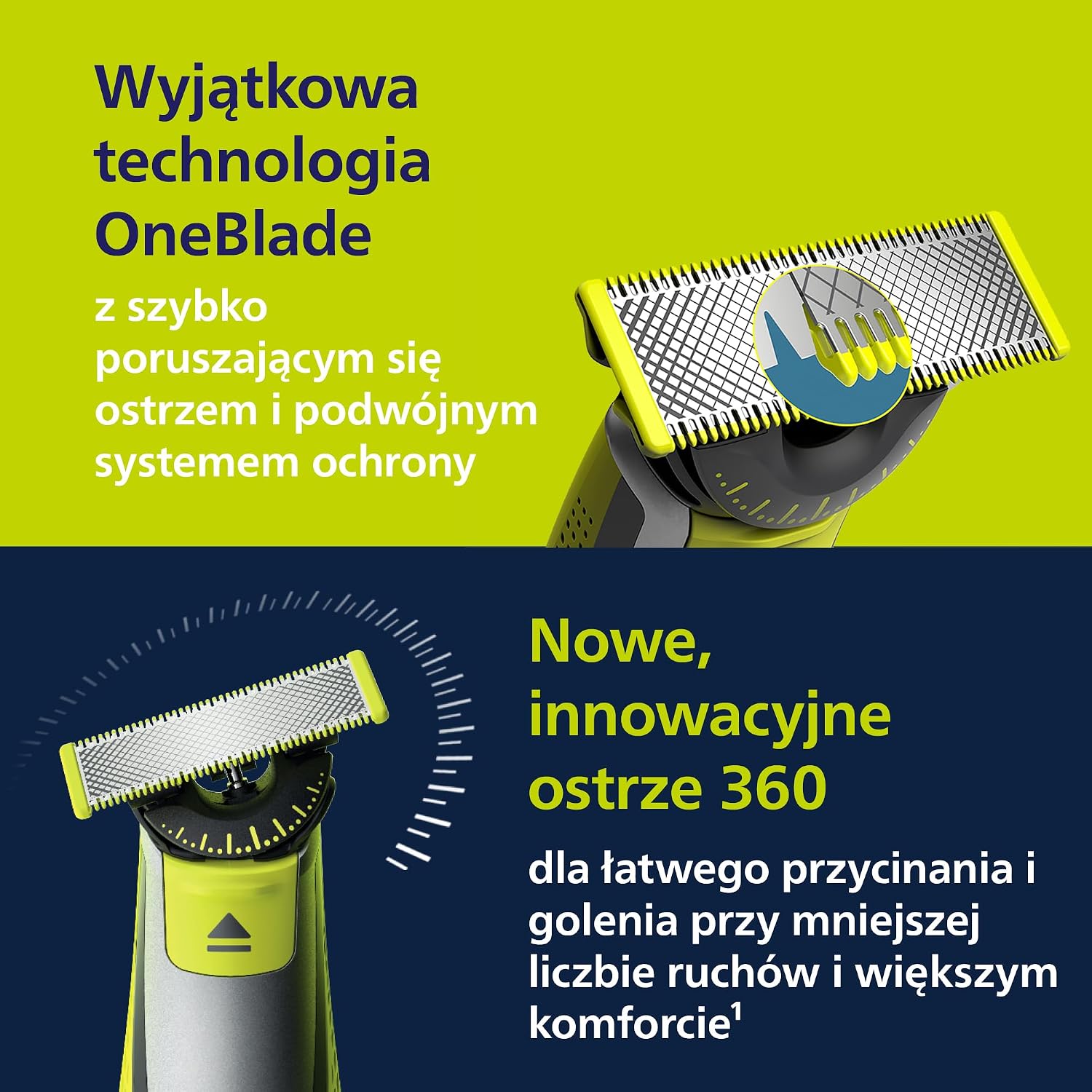 Philips OneBlade — оригинальный электрический триммер для лица и тела, бритва и насадка для тела, 3 набора по 360 лезвий, 4 насадки для бороды (1, 2, 3, 5 мм), 1 набор для тела, QP2834/31