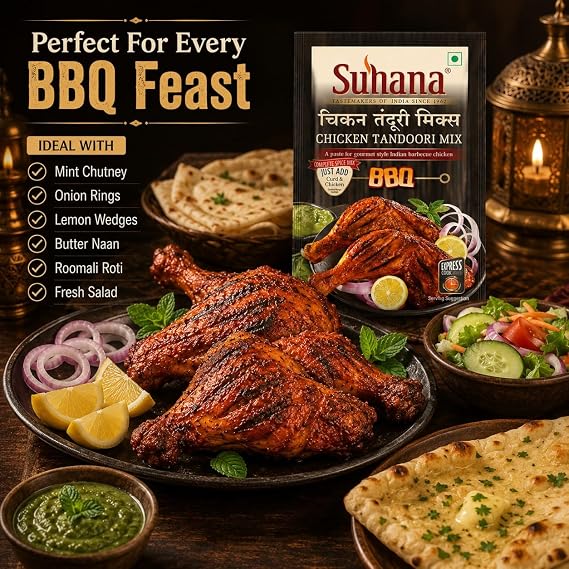Suhana Spices Mix Powder (Ready To Eat) - Curry Masala Recipe Mixes Casserole Seasoning Herbs - Simplifies & Speeds Up Cooking Process (Pack of 2, Chicken Tandoori Mix Paste 80g (RTE))