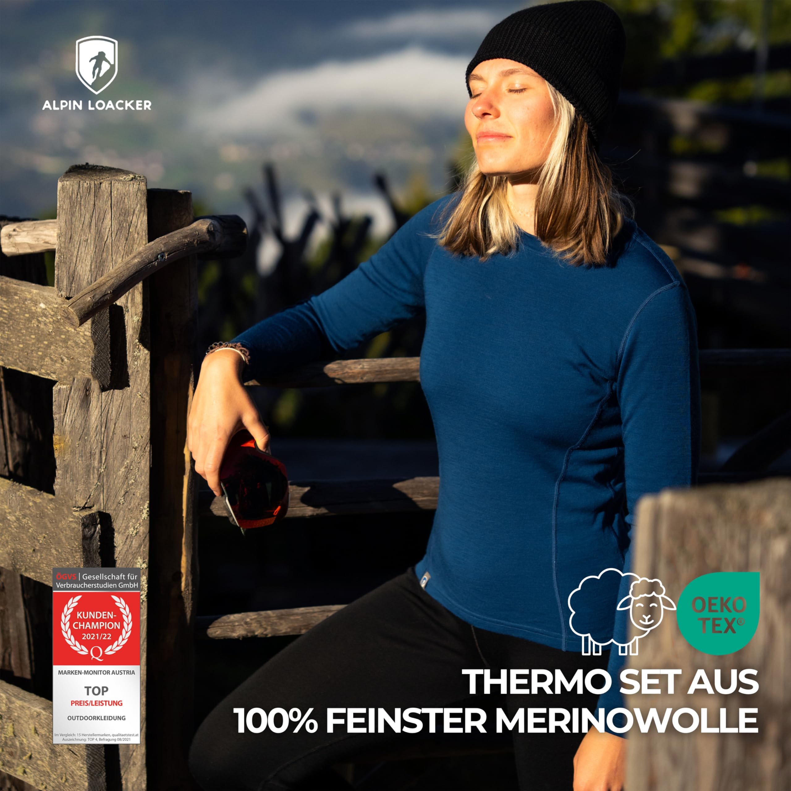 ALPIN LOACKER Thermo Merino Unterwäsche Set Damen I 100% Merinowolle Thermo Set & Ski Unterwäsche I Baselayer & Funktionsunterwäsche Damen