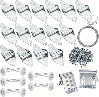 Bekith Garage Door Hardware Kit Roller Hinge Set Top Bracket Wire Rope Replacement Parts for 16'x7' and 18'x7' Height Double Garage Door