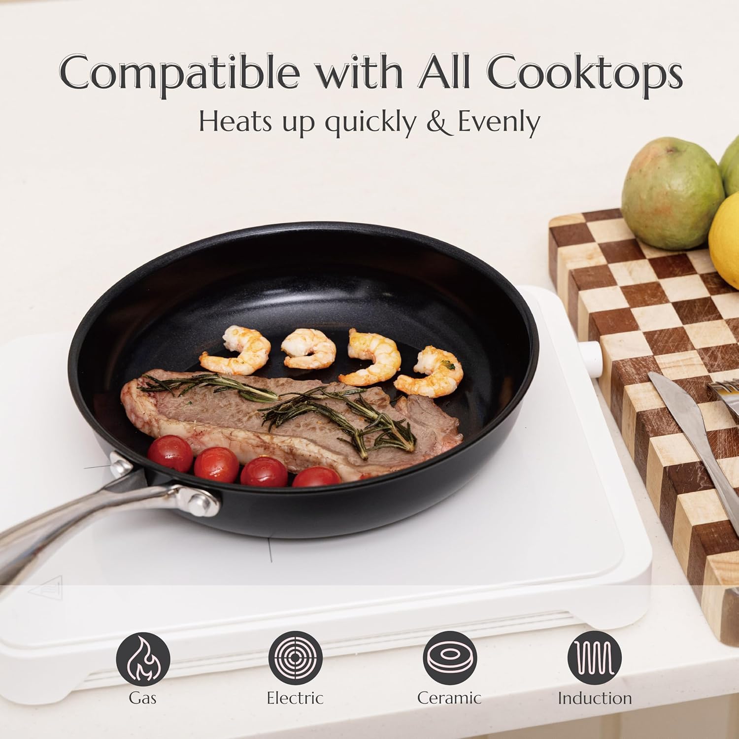 UUKRAVE Nonstick Ceramic Frying Pan Set, Nonstick Cookie Baking Sheet Set of 3, Non-Toxic, PFAS/PTFE/PFOA-Free, Dishwasher & Oven Safe