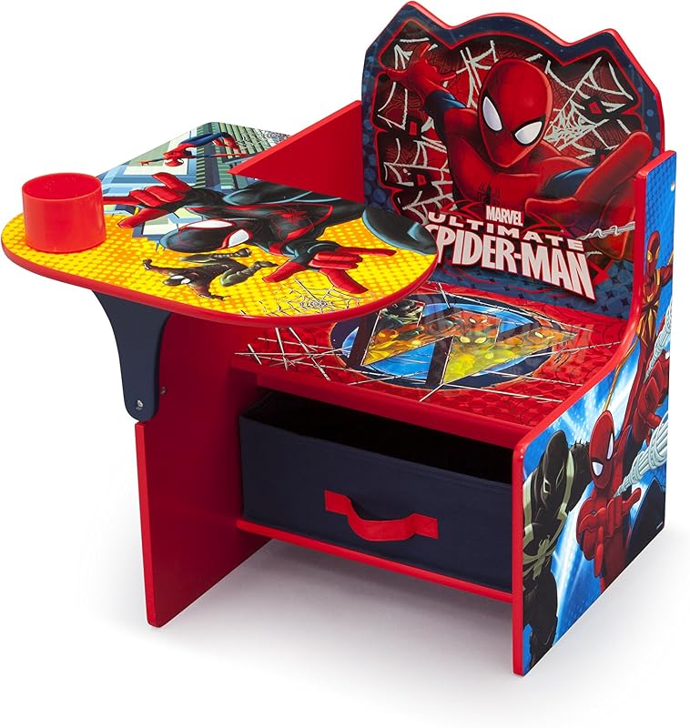 Silla de escritorio para niños Delta con contenedor de almacenamiento - Certificación Greenguard Gold, Spider-Man