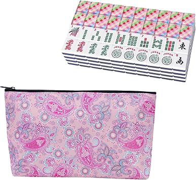 Set of American Mahjong Tiles, 166 Premium Acrylic Tiles with Colorful Prints1.2,Tiles Only Set, with Empty Mahjong Bag,Thickened Printed Soft American Mahjong Tiles Bag Case Only