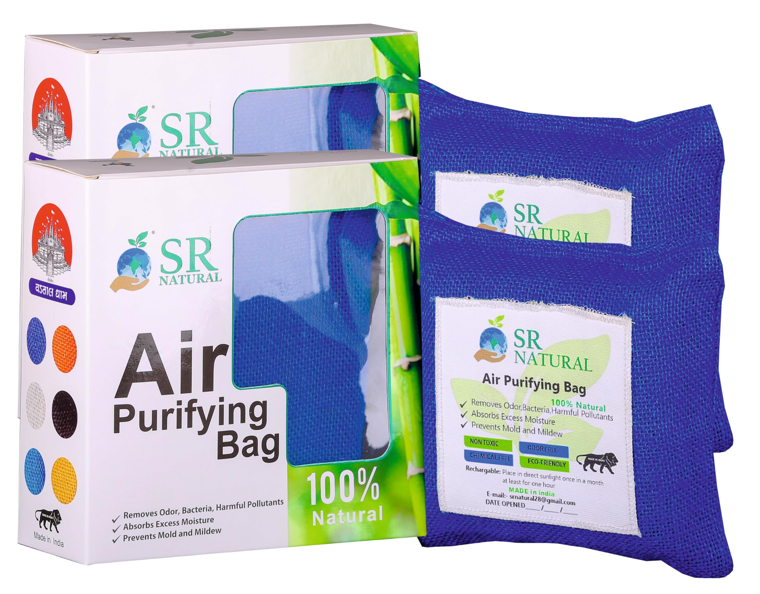 Air Purifying Bag, Activated Carbon Odour and Moisture Remover for Car, Bathroom, Kitchen, 200g, Pack of 2 (Blue, 500 Gm)-image-46