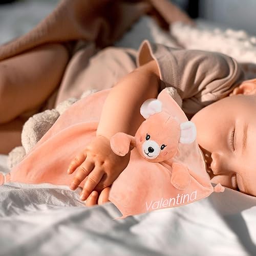 Miniatura 4 de Personalized Teddy Bear Security Blanket for Babies 12" - Personalized Soft Plush Soothing Towel, Unisex Baby Comforter, Ideal Sleep Companion,