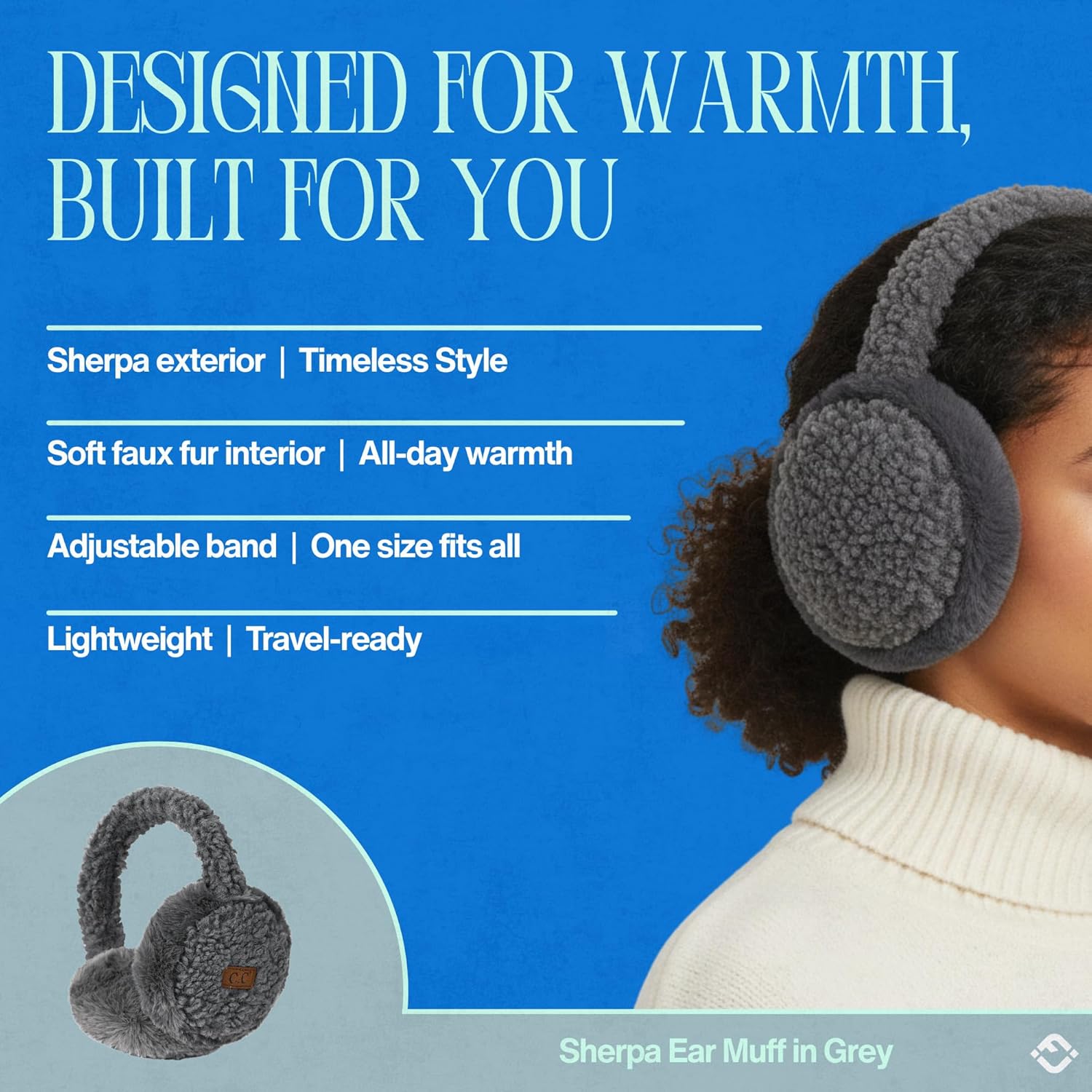 Funky Junque Women’s Winter Earmuffs - Sherpa & Suede - Image 4