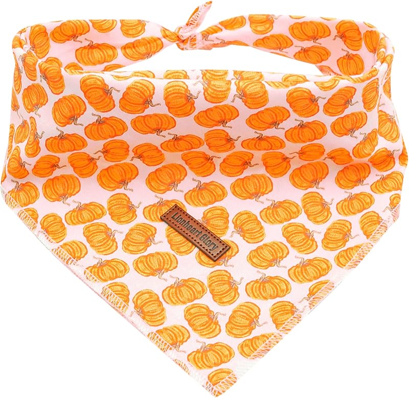 Bandana para Cães de Algodão com Estampa de Abóbora de Halloween Lionheart glory – Ajustável e Lavável, 1 Unidade
