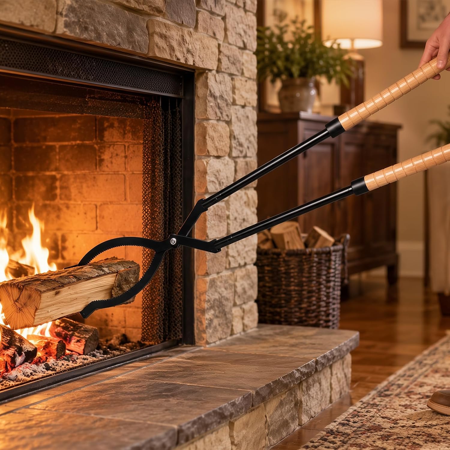 40″ Fireplace Tongs & Fire Tongs, Fire Poker Set, Heavy-Duty Fire Tools