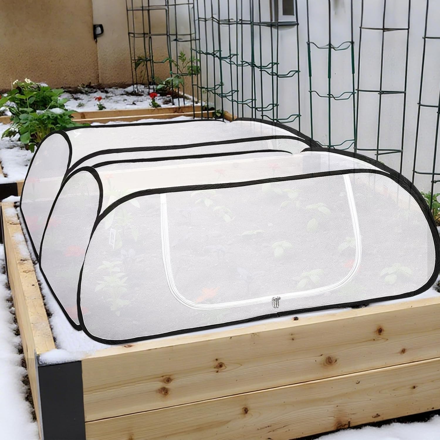 2 Pcs Pop Up Winter Garden Rows Plant Covers, 45" x 22" x 16" Raised Garden Beds Vegetable Rows Cold-proof Plant Protector, Freeze Protection Raised Bed Cover Accelerator for Snow Frost Protection