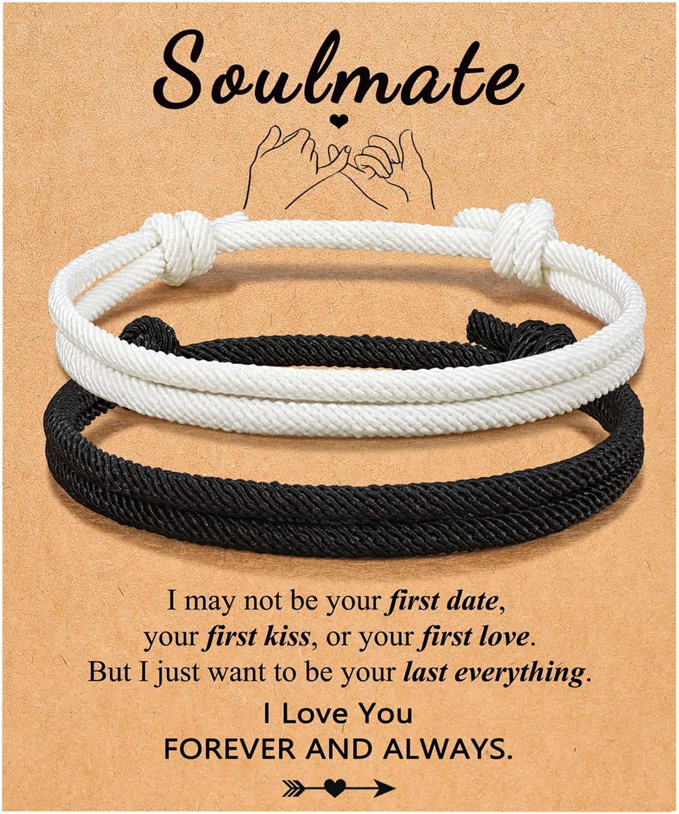 RINHOO FRIENDSHIPCouples Adjustable Rope Bracelets Braided Rope Bracelets Anniversary Valentines Day Birthday Christmas Gift for Him and Her