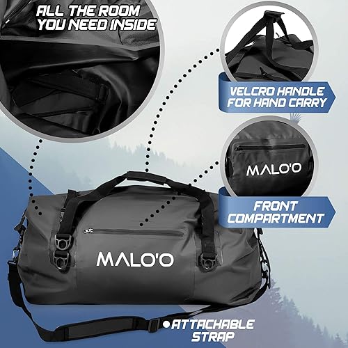 Miniatura 4 de Maloo Bolsa seca impermeable de 40 L60 L100 L la lona enrollable mantiene el equipo seco para kayak rafting navegación natación campamento