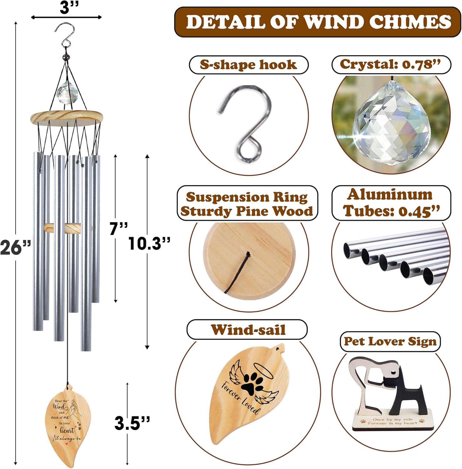 犬を亡くした犬のメモリアルギフト、愛するペットのメモリアル風鈴、お悔やみの詩のギフトカードと人間の友人の像の彫刻、犬の通過のための死