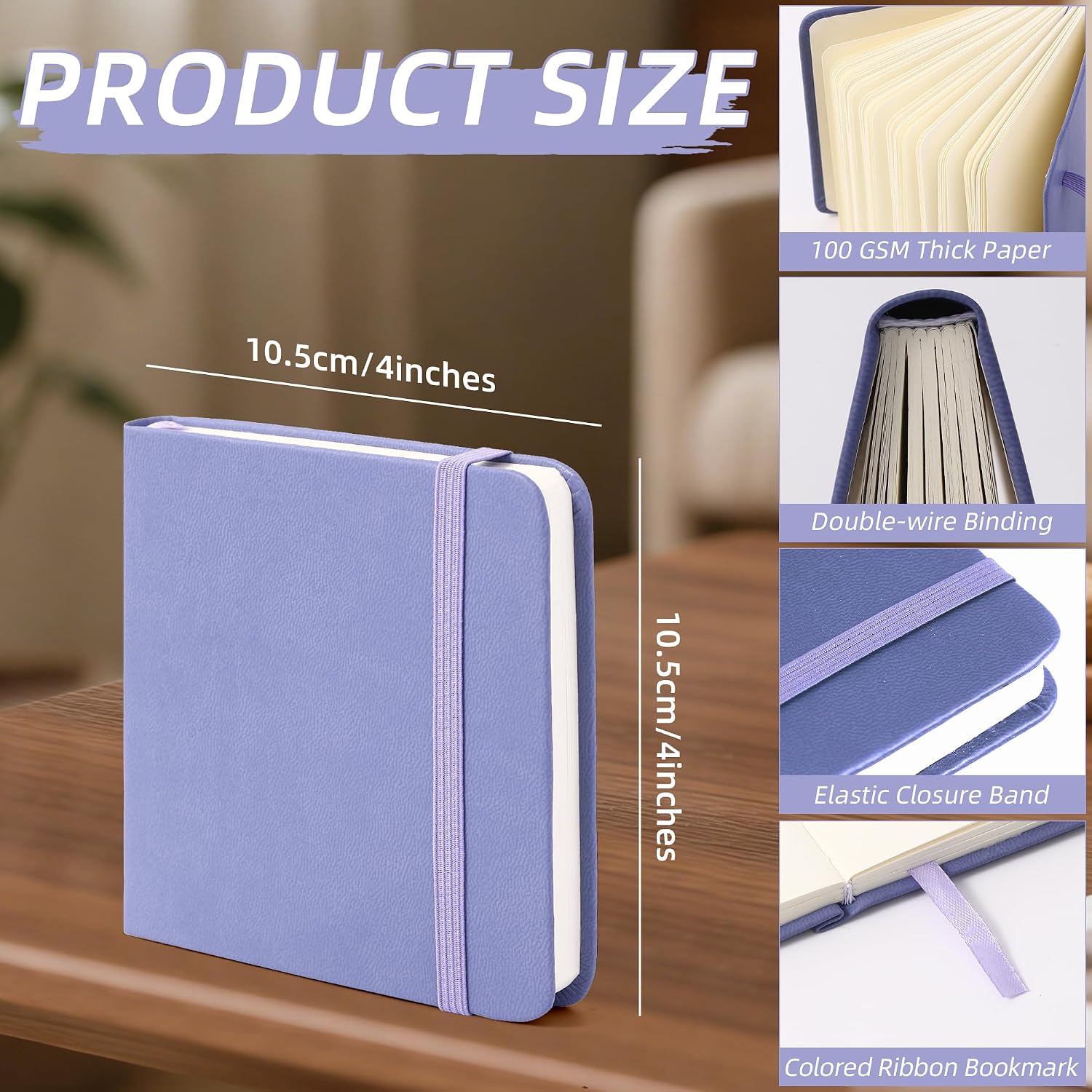  2 Pack Small Square 100GSM Mini Notebooks Blank Page Sketchbook | Travel Journal Pocket No Line Hardcover Paint Writing Notepad Unline Diary Memo Sketching PU Leather 4" x 4" Total 400 Pages thumbnail