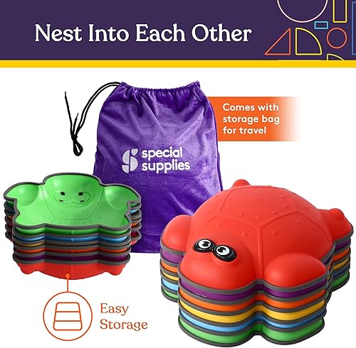 Vista 20 de Special Supplies Stepping Stones for Kids - Set of 6 Balance Blocks - Indoor/Outdoor Play - Child Safe Rubber, Non-Slip Edging - Promotes