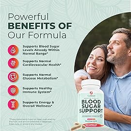 PurePremium Normal Blood Sugar Support Supplement - 20 Active Ingredients Complex to Support Blood Sugar Levels Already in The Normal Range - with Cinnamon, Bitter Melon, Chromium, Mulberry - 120ct