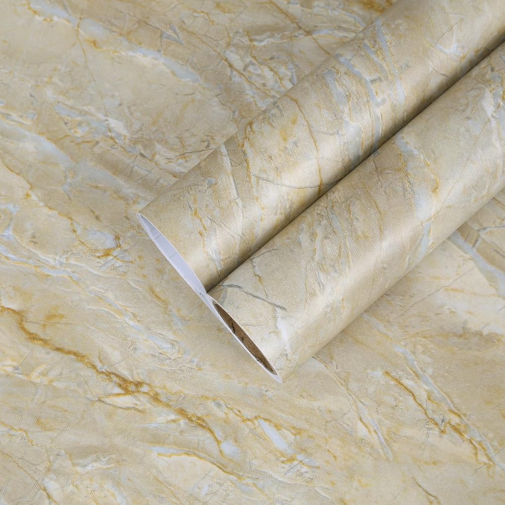 CHIHUT 12"x100" Warm Gold Marble Contact Paper for Kitchen Counters Cabinet — 사진 1