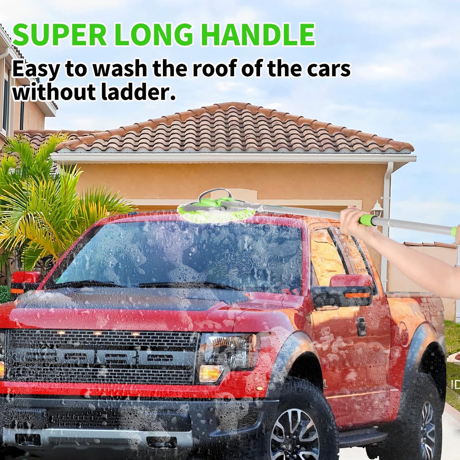 Wontolf 62'' Car Wash Brush with Long Handle Chenille Microfiber Car Wash Mop Kit Mitt Car Washing Brush Cleaning Kits Car Care Kits Scratch-Free Replacement Head Towels for Cars RV Truck Boat : Automotive