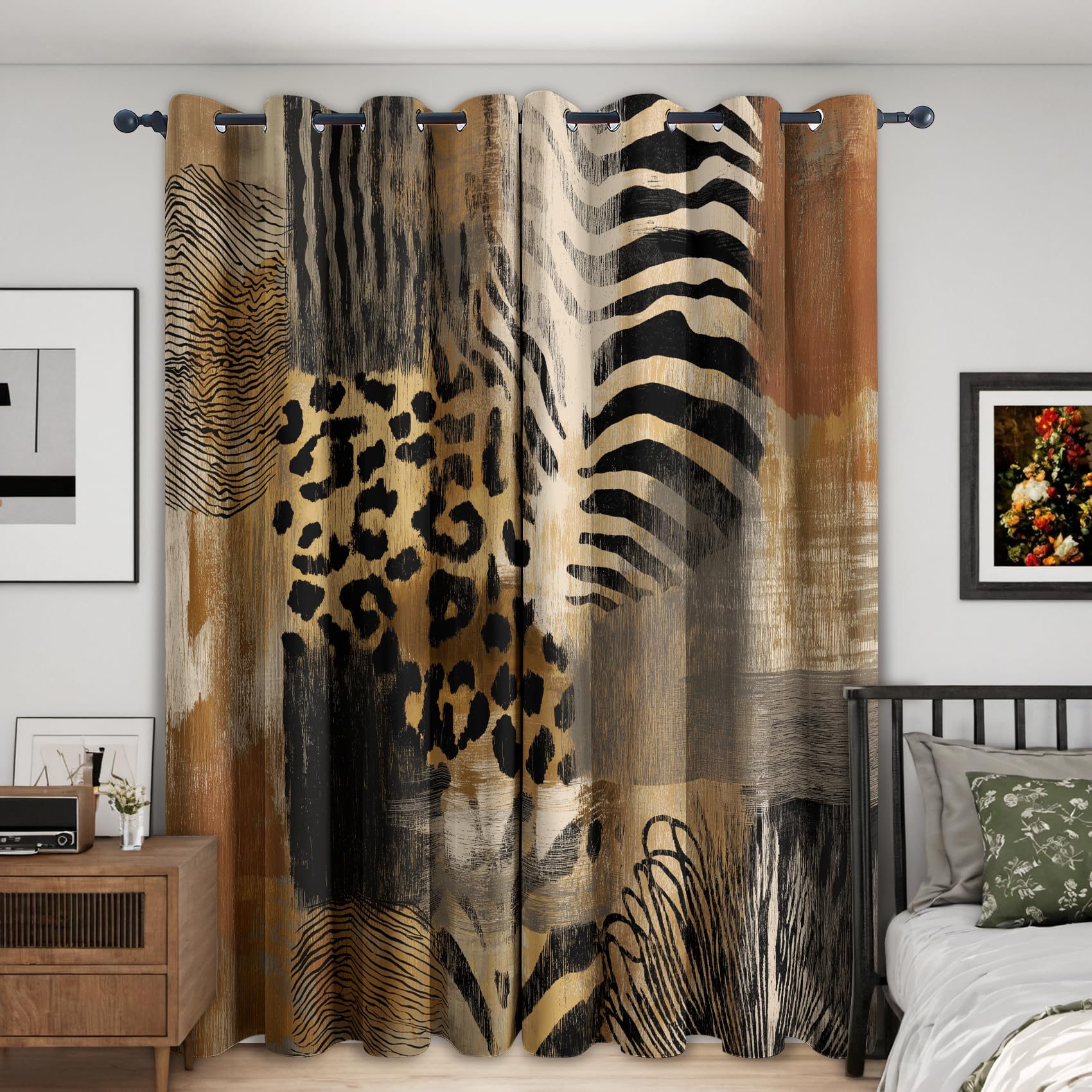 Leopard Print Curtains, 2 Panels, 46 x 54 Inch, Decor