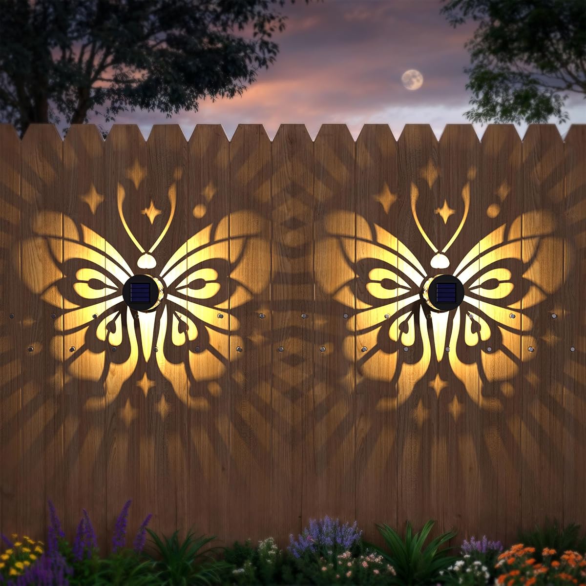 Hapjoy Solar Fence Lights 2 Pack Outdoor Deck Step Wall Lights Metal Waterproof