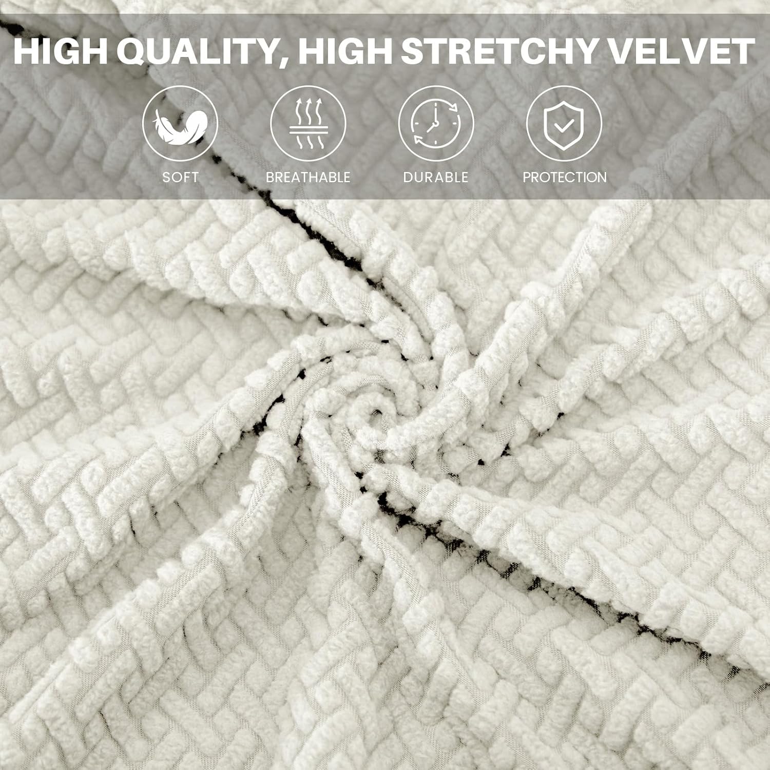 MIFXIN Armless Accent Chair Cover Knitted Stretch Slipper Chair Couch Slipcover Removable Washable Furniture Protector Covers for Living Room Bedroom Hotel (Jacquard White)