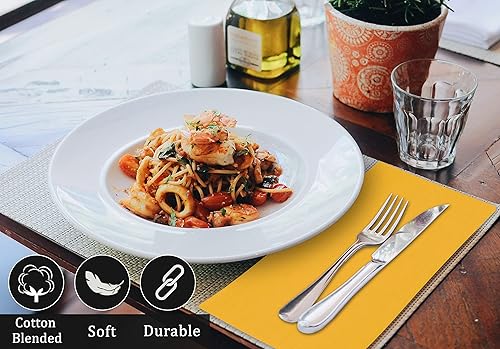 Miniatura 6 de RUVANTI Paquete de 12 servilletas de tela naranja/otoño con paquete de 12 servilletas de tela mostaza (18 x 18 pulgadas) mezcla de algodón. Ropa de