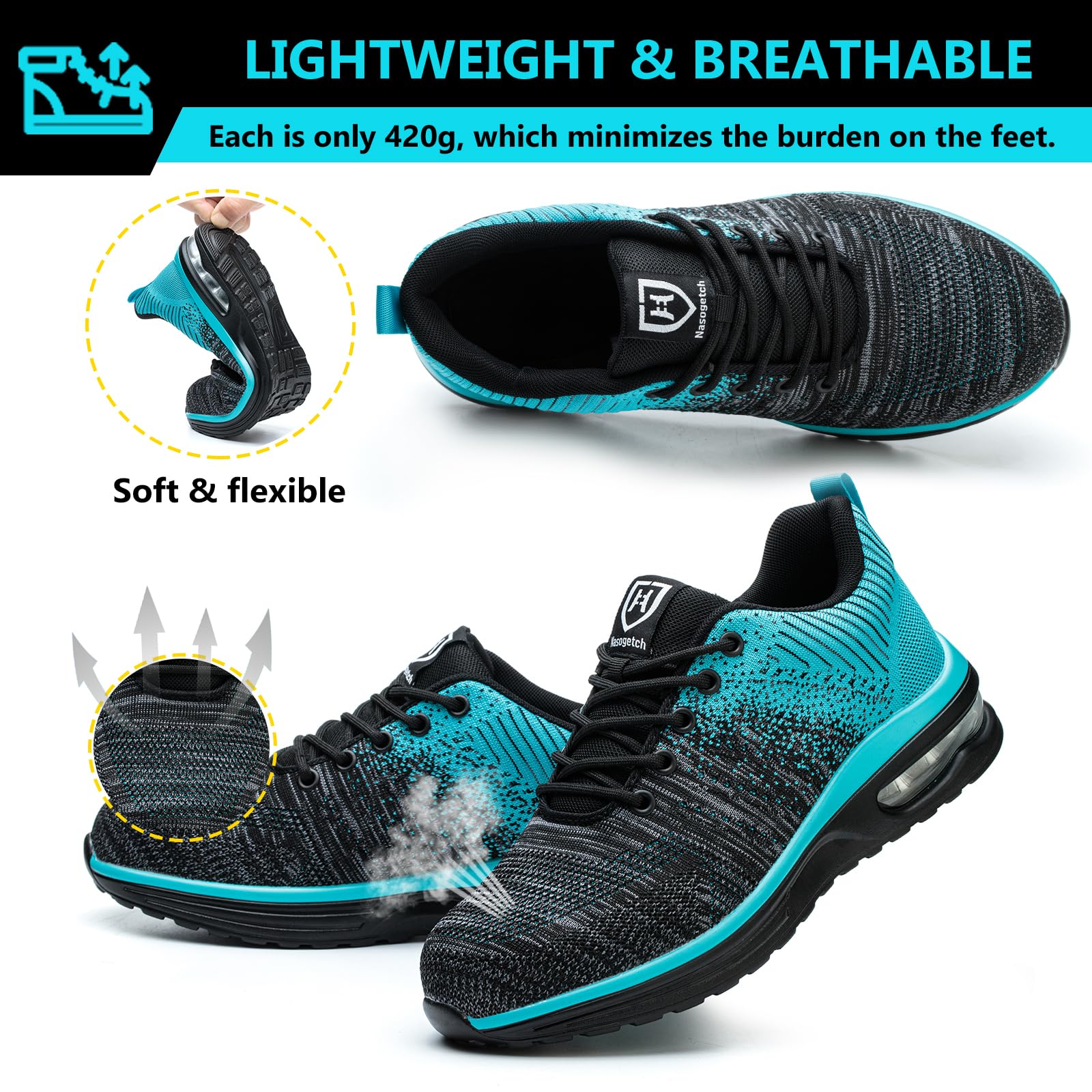 Baofular Scarpe Antinfortunistiche Uomo Donna Leggere Scarpe da Lavoro Comode Scarpe Sicurezza Antiscivolo Traspiranti