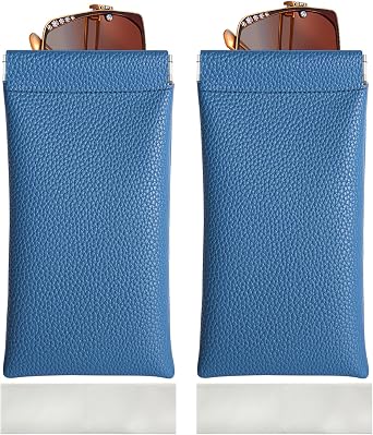 RayLove 2 Pack Glasses Case Soft Eyeglass Case For Women Men Squeeze Top Sunglasses Pouch Travel With Cleaning Cloth