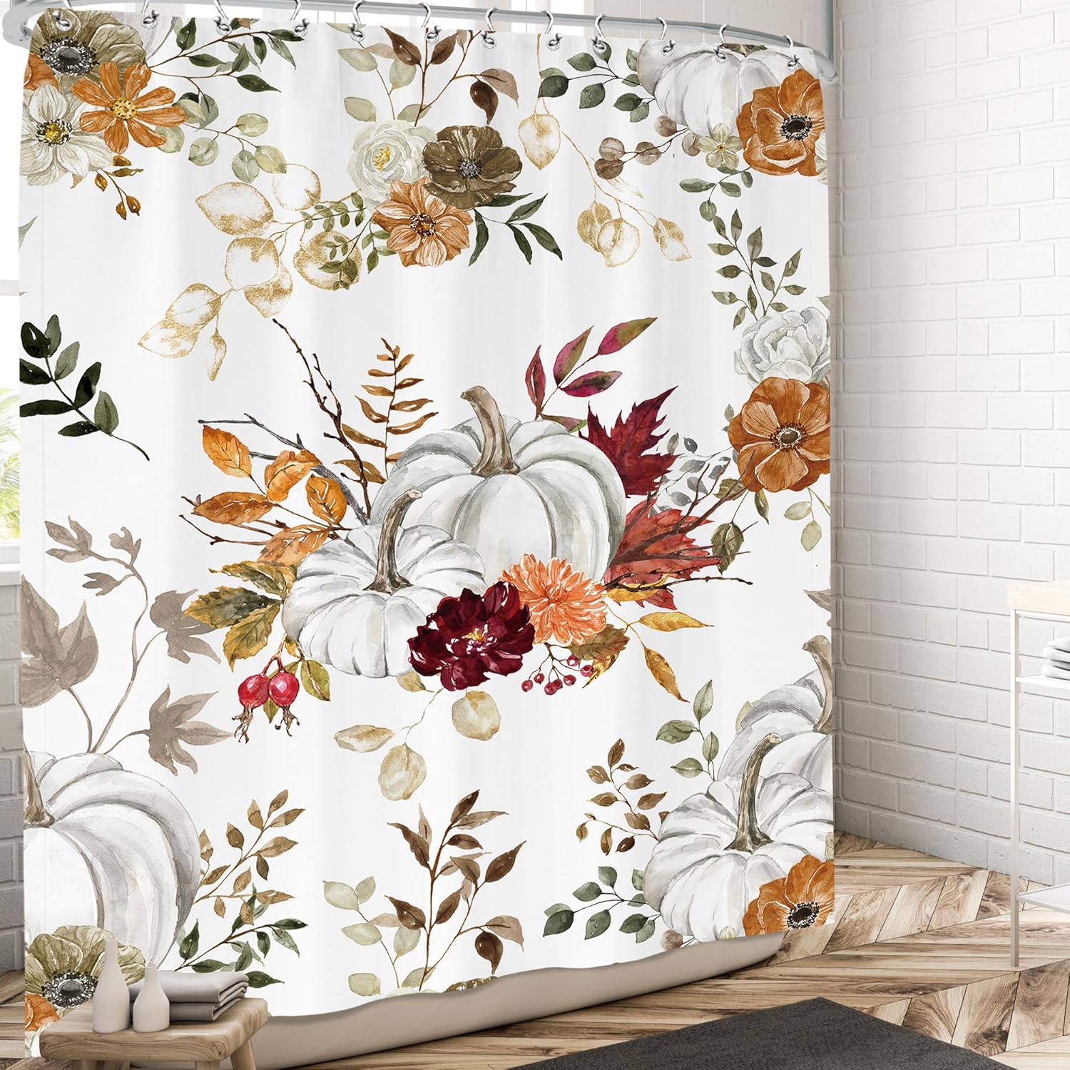 Yorida Rustic Autumn Fall Shower Curtain Set for Bathroom