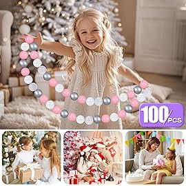 GOGOSO Ball Pit Balls for Toddles Kids Plastic Ballpits Accessories Crush Proof Durable Fun Shape Play Baby Bath Toys,2.15inch 100count Pear White+Pink+Gray+Clear