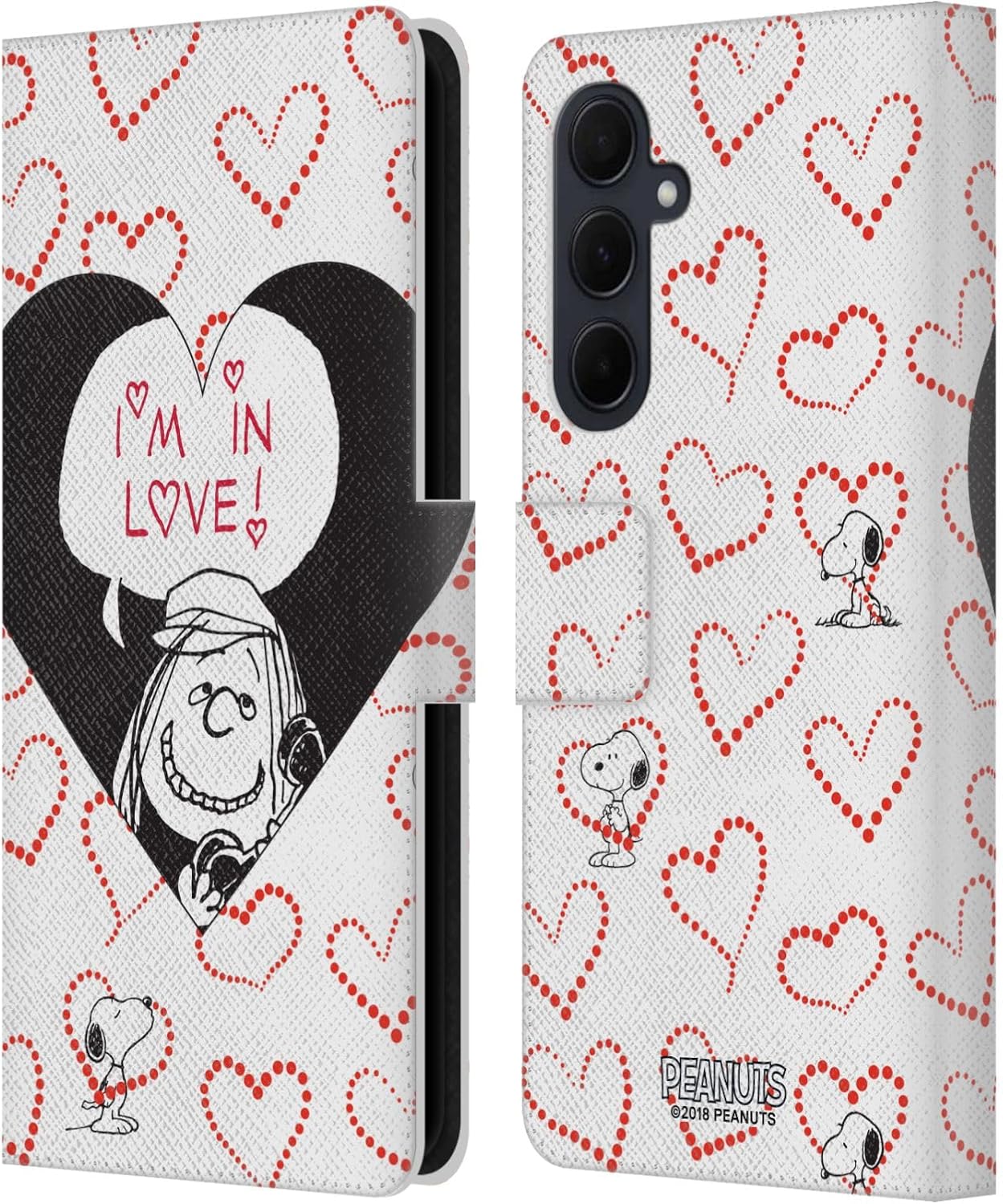 Head Case Designs Officially Licensed Peanuts Peppermint Patty in Love Sealed with A Kiss Leather Wallet Case Compatible with Samsung Galaxy A35 5G