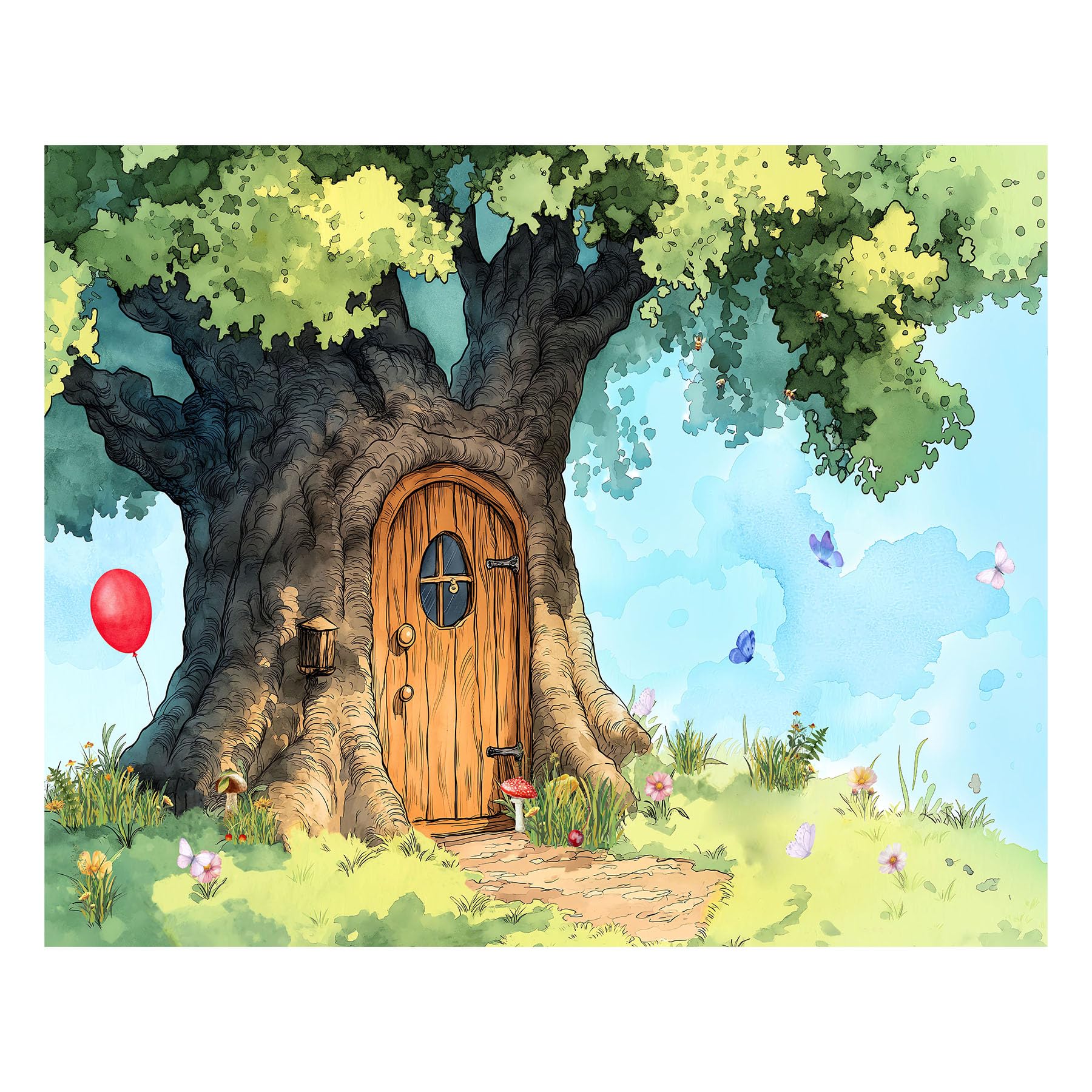UMURILXY 10x8FT Cartoon Hunny Forest Backdrop, Spring Tree Honey Polyester Photography Background for Parties, Birthday Photo Booth Prop Decorations
