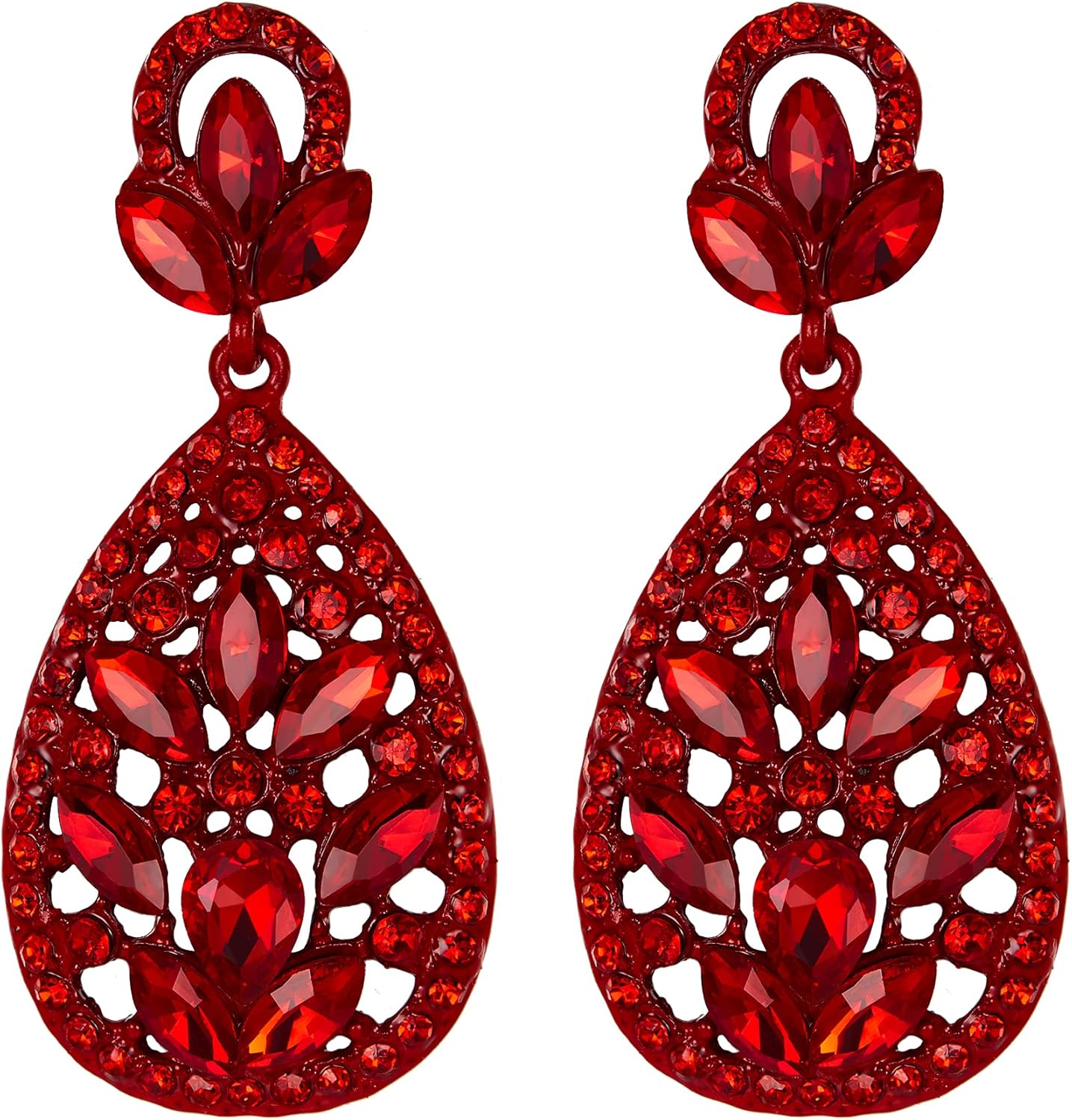 EleQueen Women's Wedding Bridal Austrian Crystal Bohemia Teardrop Chandelier Dangle Earrings