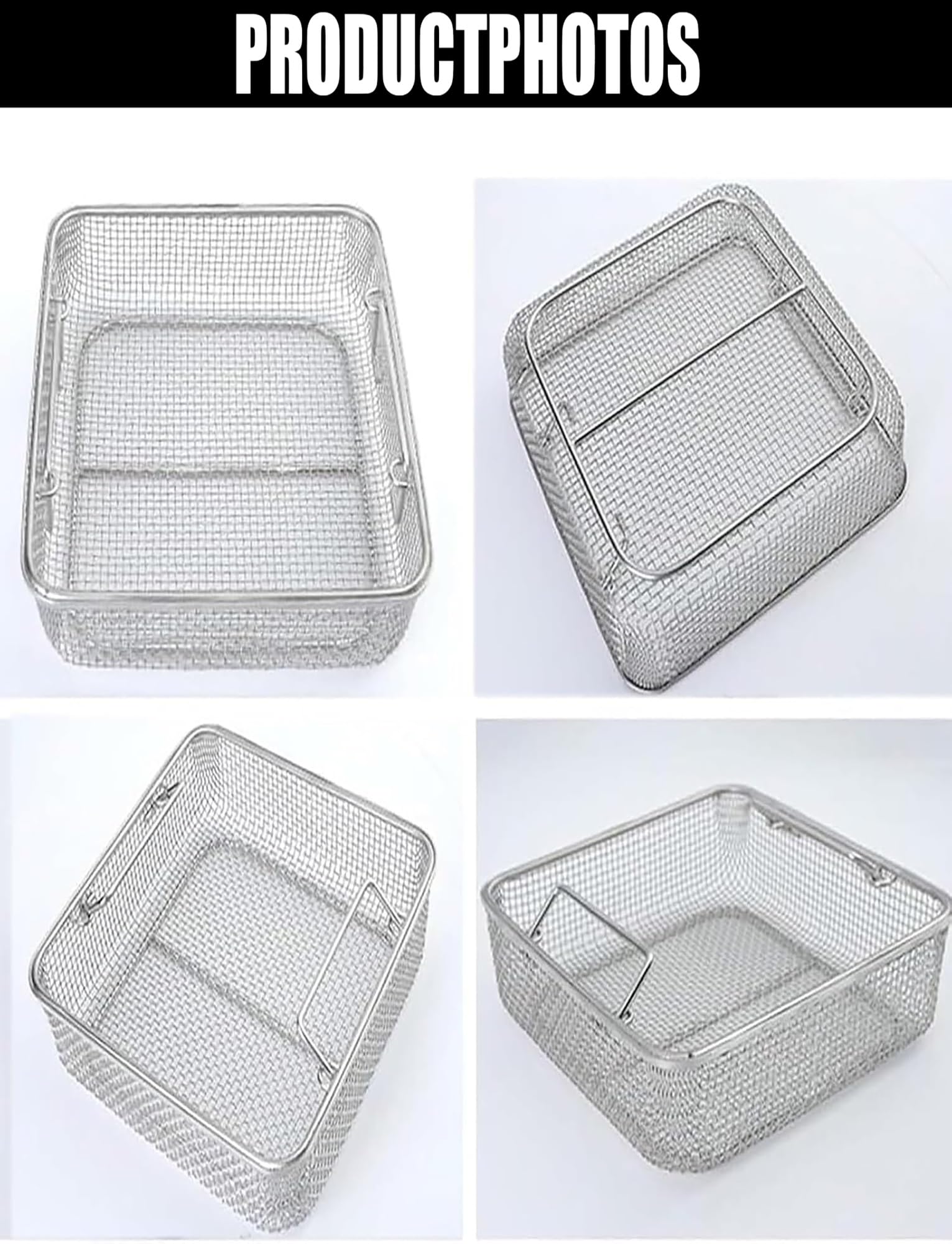 Vassoio di sterilizzazione con cestelli a Rete Perforati in Acciaio Inox 304 per Strumenti medicali, Ideale per ospedali (45x28x7 cm/17,72x11,02x2,76 Pollici)