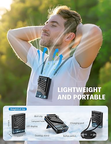 Miniatura 5 de Grelife Ventilador de cintura portátil AI 2025 recargable con pantalla LED y tiempo de funcionamiento de 40 horas, ventilador de clip personal de 5