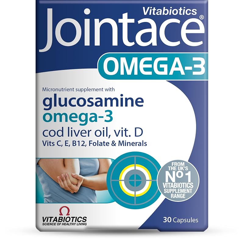 Jointace Suplemento de Ômega-3 com Glucosamina, Óleo de Fígado de Bacalhau, Vitaminas C, E, D e B12, Zinco, Cobre e Manganês, 30 cápsulas