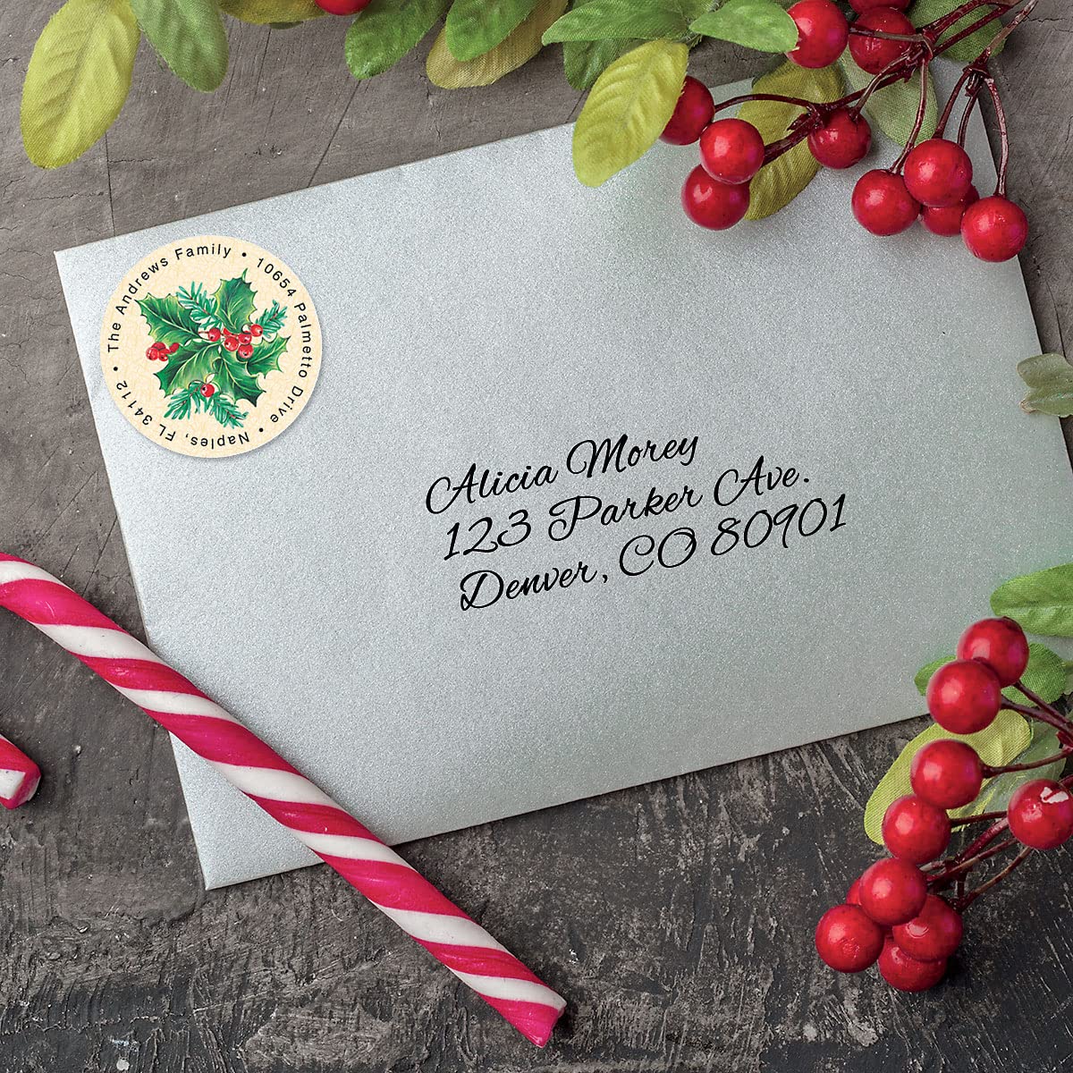 Amazon.com : Holly Personalized Return Address Labels – Set of 144, Round,  Self-Adhesive, Flat-Sheet Labels, by Colorful Images : Office Products