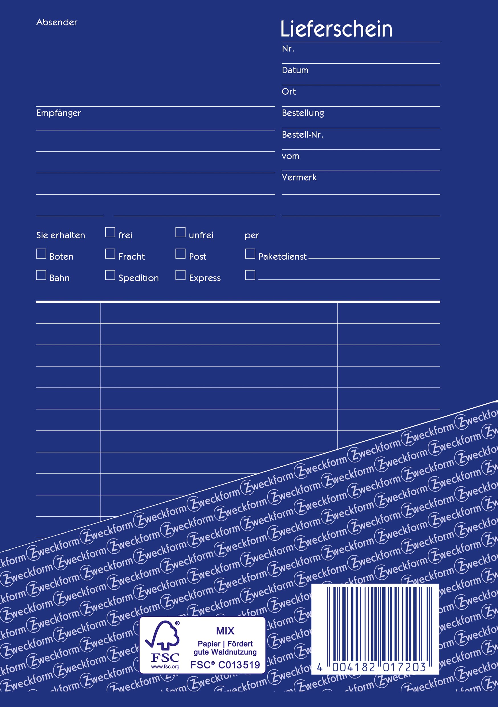 AVERY Zweckform 1720-5 Lieferschein (DIN A5, selbstdurchschreibend, 2 x 40 Blatt) im 5er Pack weiß, gelb