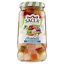 Saclà, Acetelli, Giardiniera, Ideale per Aperitivo, Antipasti e Preparazioni, Vaso Vetro, 290g (170g sgocciolato), Confezione da 12 pezzi