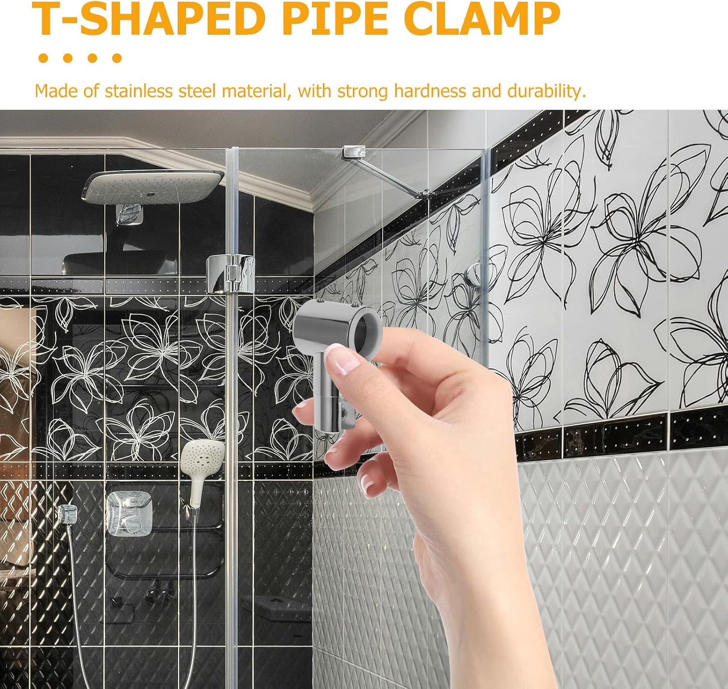 2pcs 25mm Stainless Steel Pipe Clamp Connectors 304 Bright Finish round Tube Corner Clips for Shower Door Rods Bathroom Fixture Hardware