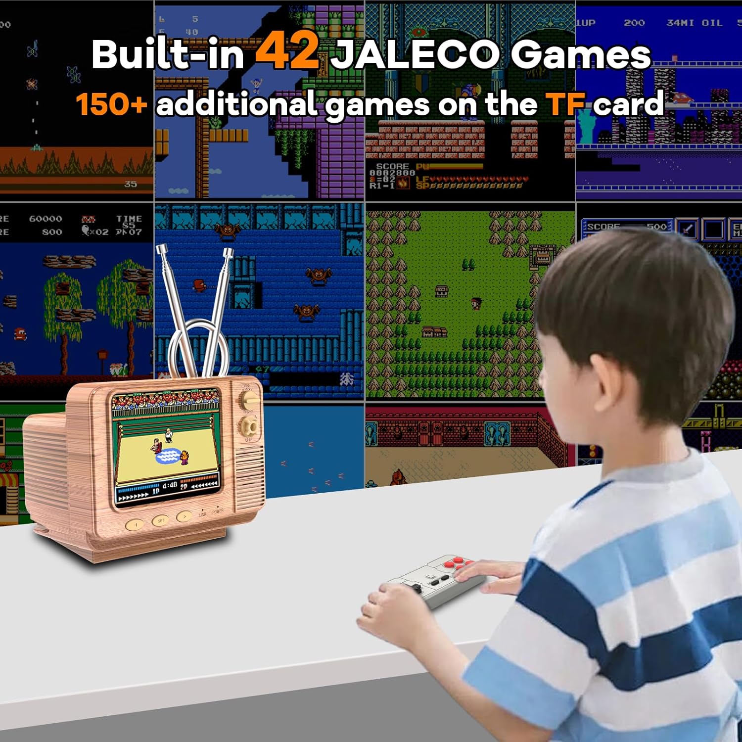 Mini TV Retro Handheld Game Console -42 JALECO Licensed Classic Games, Portable Gaming Toy with TF Card to Expand 80s 90s Games, Support Two Players & Game Save, Ideal Gift for Boys Girls 4 81PyasXkcTL. AC SL1500